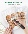 Hands labeling bag with cookies using Pint Size Vacuum Sealer Bags 100 Pack 6x10 Inches Heavy Duty Commercial Grade Precut Storage Bags For Sous Vide And Meal Prep, BPA Free, Vacuum Safe, Premium Seal, Keeps Food Fresh And Flavorful