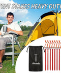 9 Inch Tent Stakes Set Lightweight Aluminum Alloy Ground Pegs For Outdoor Camping And Hiking with portable storage bag, 8 pack