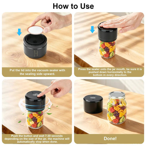 Steps to use Dual Mason Jar Vacuum Sealer Kit With Separate Wide Mouth And Regular Mouth Sealers Plus 20 Canning Lids