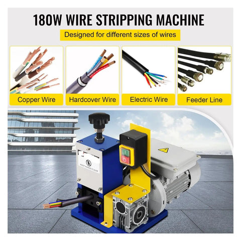 Top Tier Portable Electric Wire Stripping Machine For Scrap Copper Recycling High Speed Cable Cutter 1.5-25mm With Extra Blades close-up view showing motor and controls.