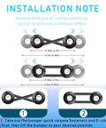 Installation note for 12 Piece Dope Bumper Quick Release Fastener Kit For Front And Rear Bumpers with instructions and measurements.