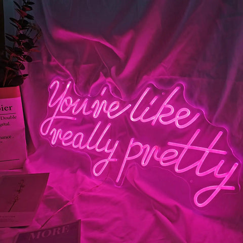 You Are Like Really Pretty Neon Lights Sign for Wall Decor Bar Salon Home Shop and Party Large Dimmable Pink Neon LED Sign on wall