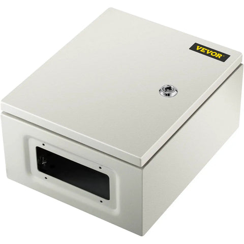 Heavy Duty 12 X 10 X 6 Inch Steel Electrical Enclosure Nema 4x Ip66 with secure locking mechanism for wall mounting.