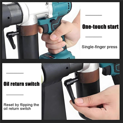 Cordless Hydraulic Hole Puncher With Dual Batteries Heavy Duty Metal Punch Tool 150mm Throat Depth One Button Start