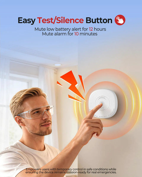 2 In 1 Smoke And Carbon Monoxide Detector With 10 Year Sealed Battery Dual Sensor Protection For Safer Home Easy Install Loud Alarms Smart Home Safety Upgrade test/silence button