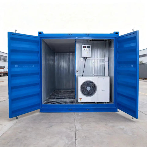 Built Tough Industrial Walk In Freezer Cold Storage Room featuring plug and play temperature control with open doors showing interior.