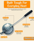 Retro 1945 Style Handheld Cast Aluminum Sandwich Maker And Pie Iron Grill details showing strong steel rods and heat-resistant handle.