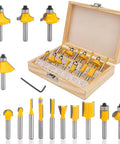 Roundover Router Bit Set With 1 Quarter Inch Shank 15 Piece Carbide Bits For Woodworking DIY Projects Built Tough