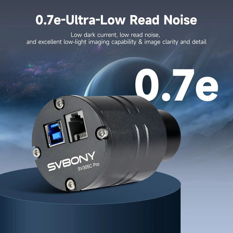SVBONY SV305C Pro 2MP IMX662 Telescope Camera With USB 3.0 High Speed Transfer, rear view, showcasing USB port, 0.7e read noise