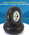 Two Pack 10 Inch Solid Polyurethane Tires For Garden Carts Hand Trucks Lawn Carts And Mowers With Flat Free Wheels And Five Eighth Inch Bearings