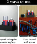 Magnetic Spray Can Holder 4 Pack Heavy Duty Pro Grade Wall Mounted Bottle Rack For Garage And Home Workshop Easy Install displayed on wall