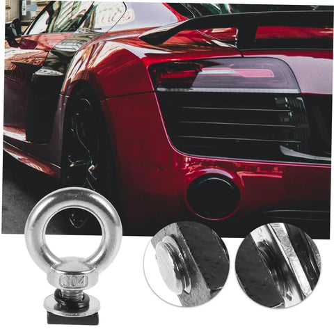 Heavy Duty Roof Rack Tie Down Kit With Eye Bolts And Strap Anchors For Rooftop Tents And Cargo, Easy Install Eye Hook Hardware To Secure Your Gear On Any Adventure on red sports car rear