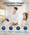 Couple using Countertop Reverse Osmosis Water Filtration System With UV Light And Remineralization Six Stage Pacific KK-0298 carafe filling