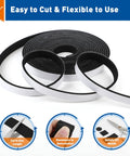 Front view of black adhesive foam weatherstripping tape roll; 1/2 in x 1/8 in, 3 rolls, 50 ft total