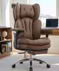 Big and Tall Executive Desk Chair With Footrest, 400Lb Heavy Duty High Back PU Leather, Modern Ergonomic Reclining Computer Chair
