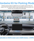 Interior car view with dashcam displaying parking mode for Type C HK6 Hardwire Kit With 8 Piece Fuse Tap For A329S And A119M Pro
