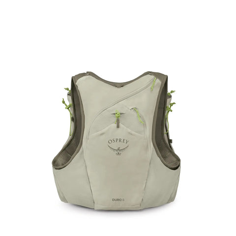 Duro 6L Running Hydration Vest With Hydraulics Soft Flasks Included, Adjustable Water Pack With Front Pockets And Stabilizers, Men's Sandy Grey Medium, Lightweight Trail Running Gear