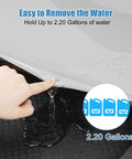 Under Sink Mat For Kitchen Waterproof 34 x 22 Inch Silicone Cabinet Liner With Lip showing water capacity