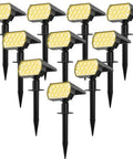 10 Pack Solar Spot Lights Outdoor 65 LED Warm White With 2 In 1 Landscape Spotlights IP68 Waterproof Wall Lights For Walkways
