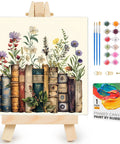 Framed Paint By Numbers Kit For Adults And Kids 8 To 12, Flower Design, 10x10 Inch, DIY Number Painting on easel with materials