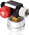 One Quarter Inch Air Regulator With Gauge 0-140 Psi for Spray Guns and Paint Sprayers, close-up of universal inlet outlet thread