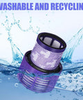 Three Pack Replacement Filters For Dyson V10 Vacuum Cleaners, Upgraded Two In One Design submerged in water with splash