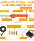 Dual Use 30W Electric Desoldering Gun Solder Sucker and Iron With Multiple Nozzles High Temp Heatproof Handle Portable Desoldering Tool shown with parts