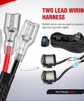 Heavy Duty 16 AWG Wiring Harness Kit With 2 Leads For Sasquatch LED Lights, 12V 5 Pin Rocker Switch, shown with wiring and connectors