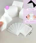 Lint Free Nail Wipes And Gel Polish Remover Pads Set With Cuticle Pushers, ultra absorbent pads displayed with dimensions