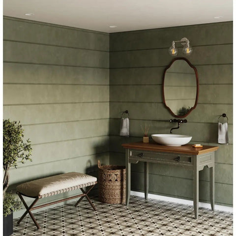 Coastal Vibe 2 Light Bath Vanity Light with pol. nickel finish & clear glass globes in urban industrial style for bathroom remodels