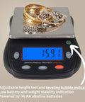 Pro Grade Jewelry Scale 1000G X 0.1G Readout, Portable Countertop Digital Scale With Crystal Clear LCD showing 159.1g