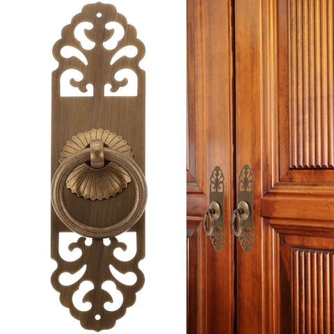 Vintage Brass Cabinet Pull Handle 3.5x13cm Antique Chinese Style Wardrobe and Drawer Hardware Bronze Finish for Furniture