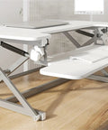 Ergonomic Height Adjustable Standing Desk With Smooth Rolling Casters Straight Up Solid Mobile Workstation Total Game Changer For Home Office Study Or Gaming Setup So You Can Kick Back Boost Posture And Stay Super Comfy White with laptop and keyboard