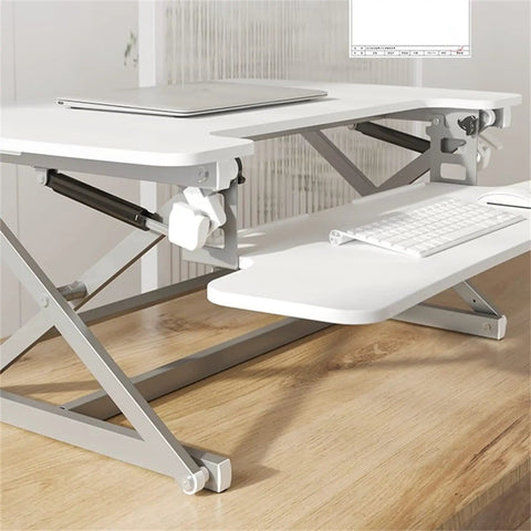 Ergonomic Height Adjustable Standing Desk With Smooth Rolling Casters Straight Up Solid Mobile Workstation Total Game Changer For Home Office Study Or Gaming Setup So You Can Kick Back Boost Posture And Stay Super Comfy White with laptop and keyboard