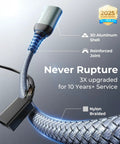 Long Reach Usb Extension Cable Male To Female Extender Cord Delivering Fast Usb 3.0 Sync, nylon braided design with reinforced joint.