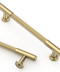 Close-up of 10 Pack Champagne Bronze Cabinet Pulls in 5 Inch 128mm for kitchen cabinets, showing durable rust-proof solid metal design.