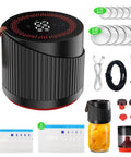 Auriswell Electric Mason Jar Vacuum Sealer Kit For Wide And Regular Mouth Jars With Powerful Suction Automatic One Button Operation, includes accessories.