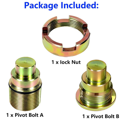 Heavy Duty Swing Arm Pivot Bolt Kit Compatible With Honda Recon Fourtrax Rancher Foreman Rubicon 4x4 Atv, includes lock nut and two pivot bolts.