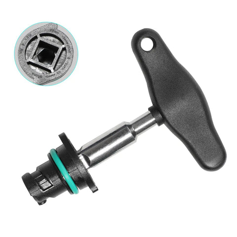 Oil Drain Plug Kit Seven Pack For GM Chevy Cadillac GMC 2019 2021 Models With Removal Tool close-up showing metal construction
