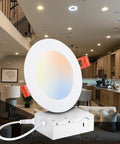 DAYBETTER 6 Inch 5 CCT Led Recessed Ceiling Light with Junction Box, adjustable color temperature, in a modern kitchen setting.