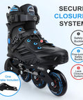 Unisex Inline Skates With CNC Aviation Aluminum Frame Built For Outdoor Street Skating And Fitness Training Black and Blue Boots