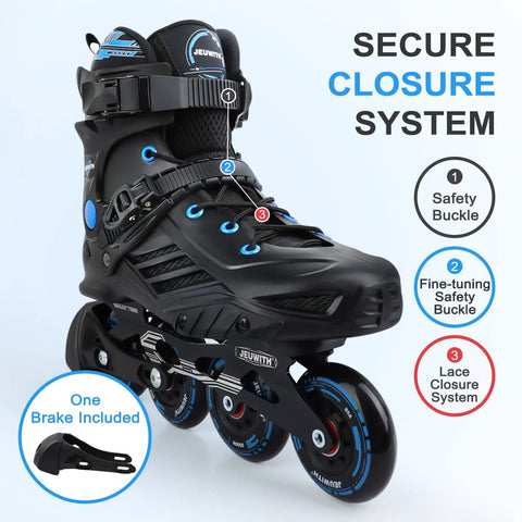 Unisex Inline Skates With CNC Aviation Aluminum Frame Built For Outdoor Street Skating And Fitness Training Black and Blue Boots