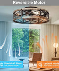 Reversible airflow options shown for Badass Modern Farmhouse Caged Ceiling Fan With Slick Remote Flush Mount Build.