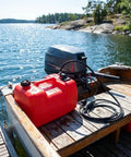 3 Gallon Portable Boat Fuel Tank With Nine Point Eight Foot Hose And Level Gauge Outboard Marine Gas Tank With Dual Venting Cap