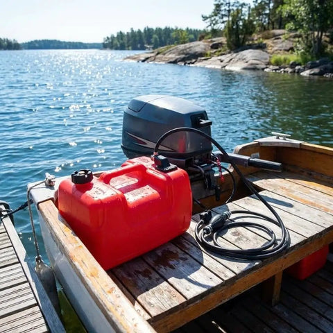 3 Gallon Portable Boat Fuel Tank With Nine Point Eight Foot Hose And Level Gauge Outboard Marine Gas Tank With Dual Venting Cap