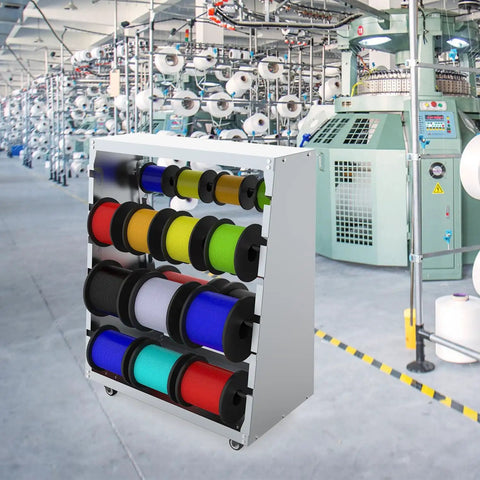 Heavy Duty Wire Spool Rack With Wheel 6 Rod Cable Dispenser for Electrical, Industrial and Retail Use, shown in a workshop