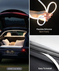 Dual Color Trunk LED Light Strip For Tesla Model Y 2025 2026 Juniper Edition viewed in flexible silicone, installed trunk view.