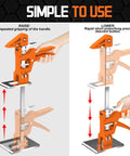 Heavy Duty Arm Jack Lifter 2 Pack Made From Tough Stainless Steel And Aluminum Alloy handles for simple raising and lowering of cabinets.