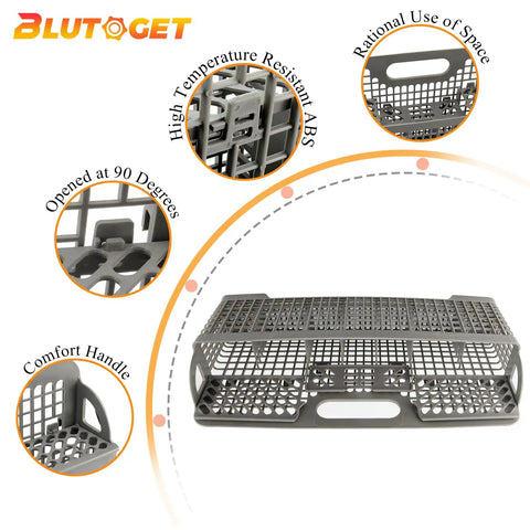 Beefed Up ABS Dishwasher Silverware Basket For Whirlpool And KitchenAid Utensil Rack Replacement, Durable And Easy Install