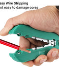 Mavaol Compact Wire Stripper Tool For Electrical Projects precise stripping of 8 10 12 14 16 AWG cables in user's hand.